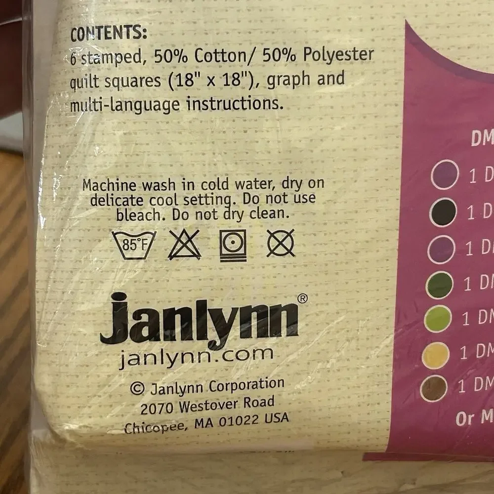 Janlynn Needlecraft Pansy and Butterfly Stamped Cross Stitch Quilt Blocks